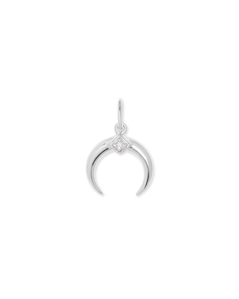 Cresent Horn Charm Sterling Silver In White Diamond image number 0